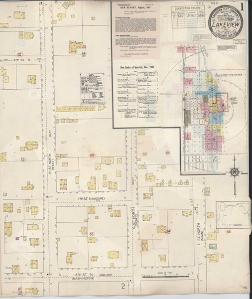 Lakeview Oregon 1941 - Fire Insurance Index - Old Map Reprint