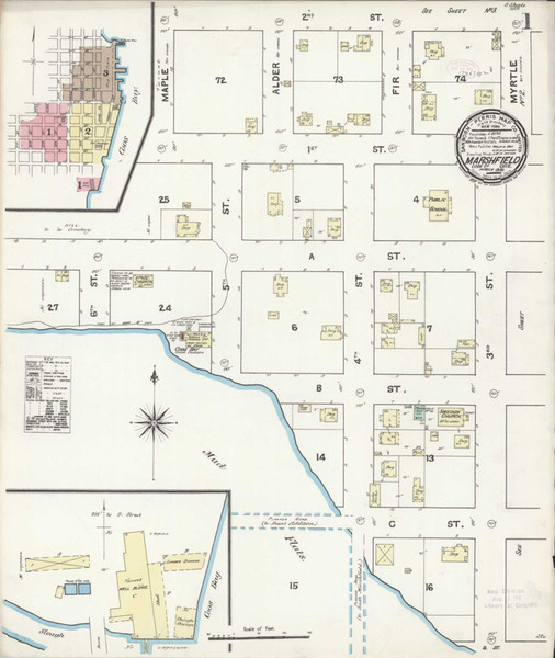 Marshfield Oregon 1891 - Fire Insurance Index - Old Map Reprint