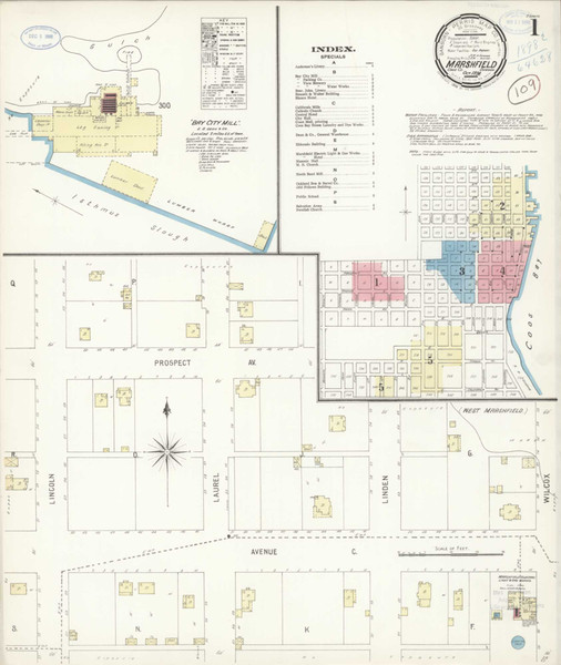 Marshfield Oregon 1898 - Fire Insurance Index - Old Map Reprint