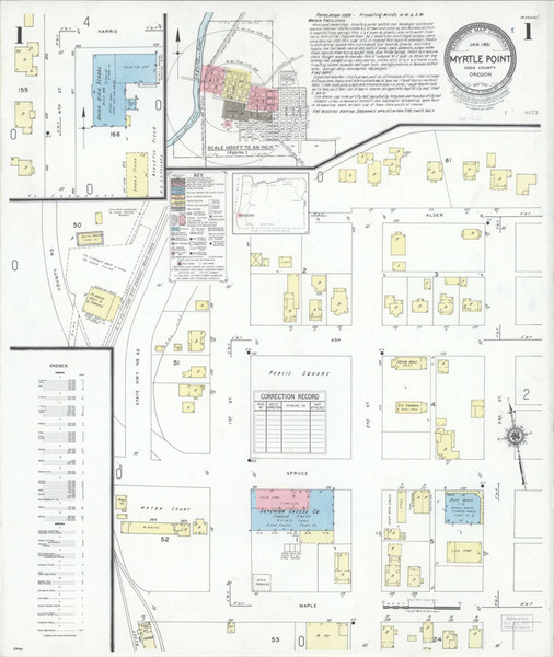 Myrtle Point Oregon 1951 - Fire Insurance Index - Old Map Reprint