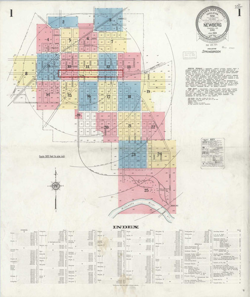Newberg Oregon 1929 - Fire Insurance Index - Old Map Reprint