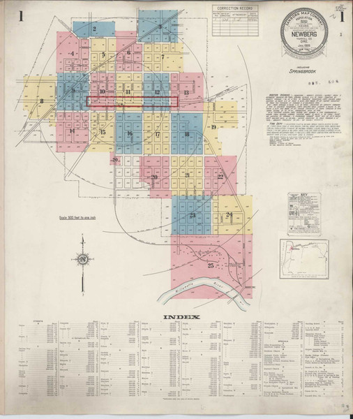 Newberg Oregon 1934 - Fire Insurance Index - Old Map Reprint