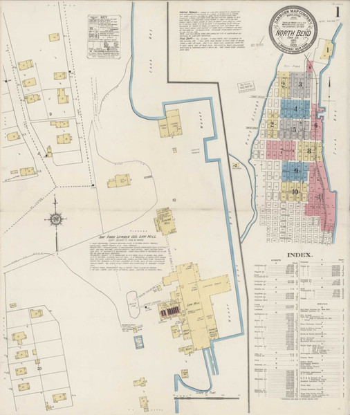 North Bend Oregon 1920 - Fire Insurance Index - Old Map Reprint