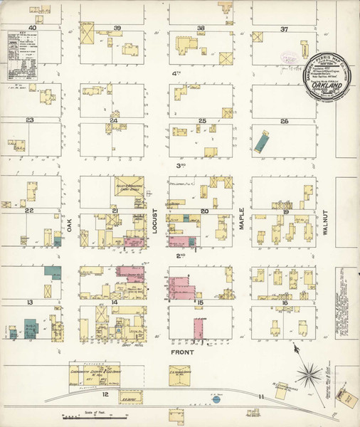 Oakland Oregon 1893 - Fire Insurance Index - Old Map Reprint