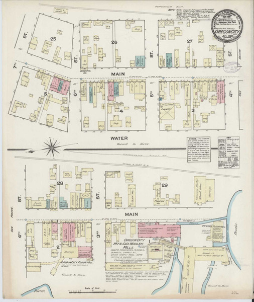 Oregon City Oregon 1884 - Fire Insurance Index - Old Map Reprint