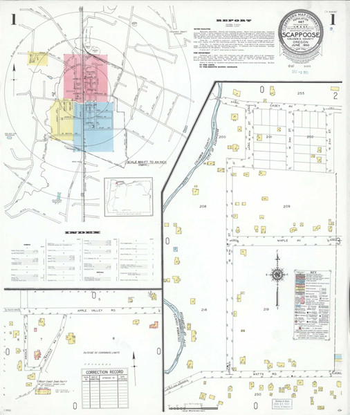 Scappoose Oregon 1950 - Fire Insurance Index - Old Map Reprint Scappoose Oregon 1950 - Fire Insurance Index - Old Map Reprint