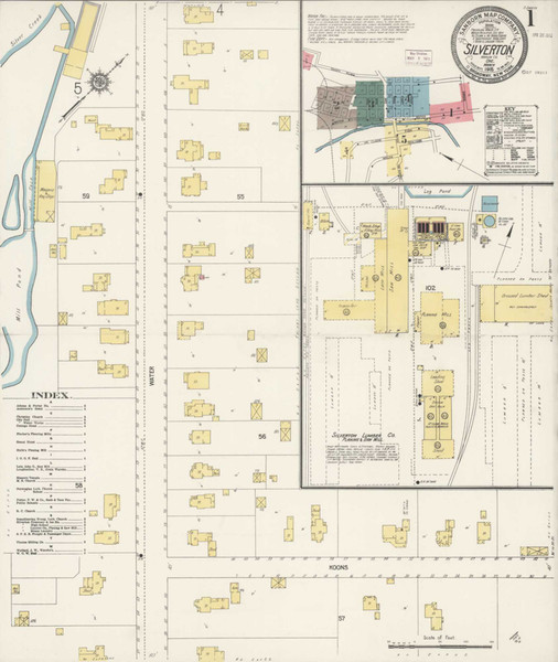 Silverton Oregon 1915 - Fire Insurance Index - Old Map Reprint