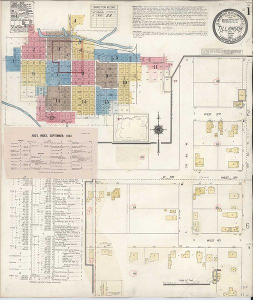 Tillamook Oregon 1943 - Fire Insurance Index - Old Map Reprint