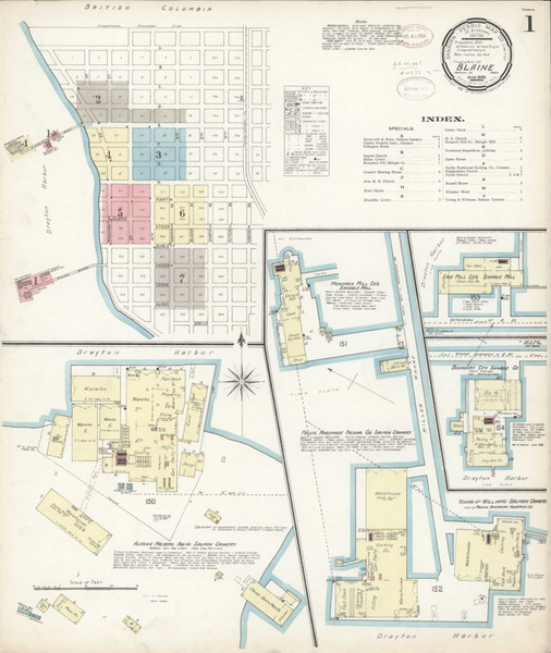 Blaine Washington 1899 - Fire Insurance Index - Old Map Reprint Blaine Washington 1899 - Fire Insurance Index - Old Map Reprint