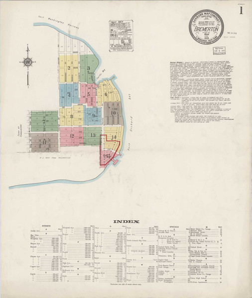 Bremerton Washington 1918 - Fire Insurance Index - Old Map Reprint Bremerton Washington 1918 - Fire Insurance Index - Old Map Reprint