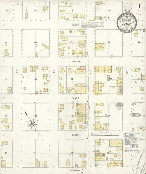 Camas Washington 1909 - Fire Insurance Index - Old Map Reprint Camas Washington 1909 - Fire Insurance Index - Old Map Reprint