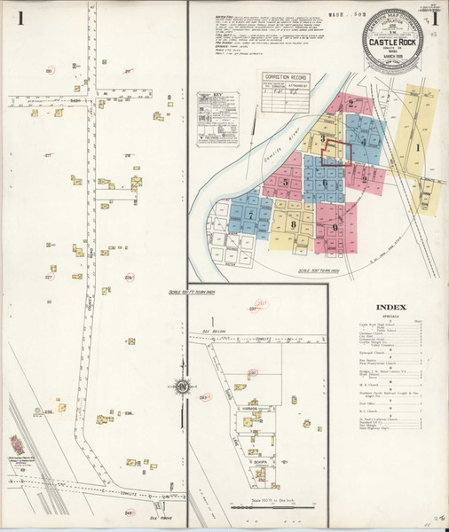 Castle Rock Washington 1931 - Fire Insurance Index - Old Map Reprint Castle Rock Washington 1931 - Fire Insurance Index - Old Map Reprint