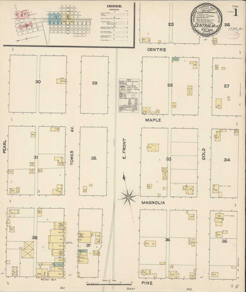Centralia Washington 1890 - Fire Insurance Index - Old Map Reprint Centralia Washington 1890 - Fire Insurance Index - Old Map Reprint