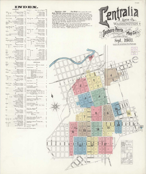 Centralia Washington 1901 - Fire Insurance Index - Old Map Reprint Centralia Washington 1901 - Fire Insurance Index - Old Map Reprint
