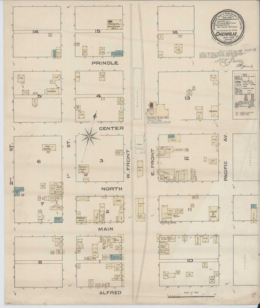 Chehalis Washington 1885 - Fire Insurance Index - Old Map Reprint Chehalis Washington 1885 - Fire Insurance Index - Old Map Reprint