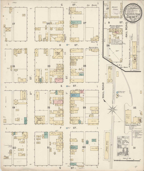 Cheney Washington 1888 - Fire Insurance Index - Old Map Reprint Cheney Washington 1888 - Fire Insurance Index - Old Map Reprint