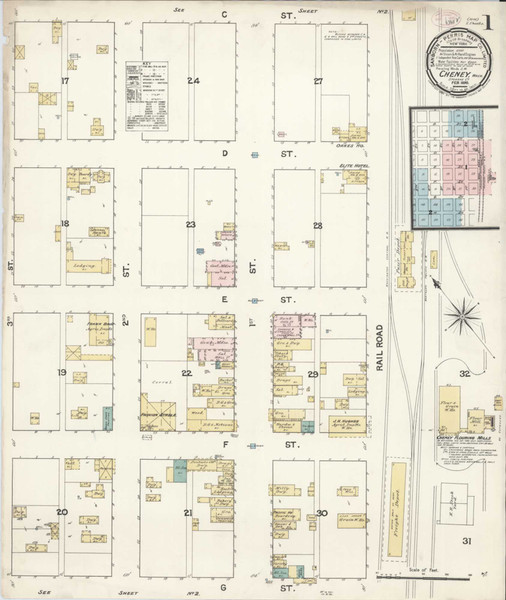 Cheney Washington 1890 - Fire Insurance Index - Old Map Reprint Cheney Washington 1890 - Fire Insurance Index - Old Map Reprint
