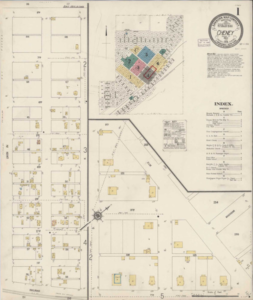 Cheney Washington 1916 - Fire Insurance Index - Old Map Reprint Cheney Washington 1916 - Fire Insurance Index - Old Map Reprint