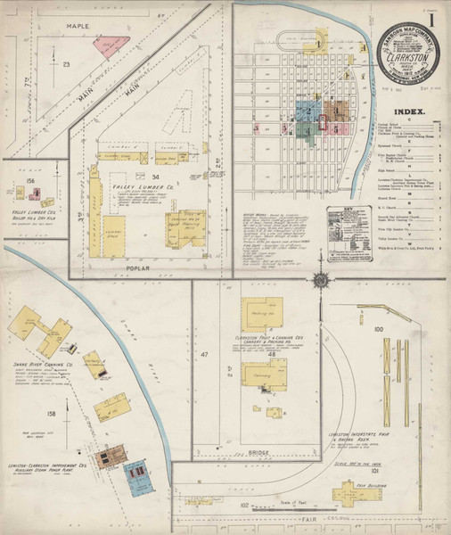Clarkston Washington 1912 - Fire Insurance Index - Old Map Reprint Clarkston Washington 1912 - Fire Insurance Index - Old Map Reprint