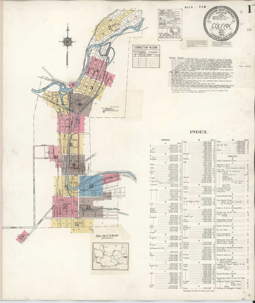 Colfax Washington 1939 - Fire Insurance Index - Old Map Reprint Colfax Washington 1939 - Fire Insurance Index - Old Map Reprint