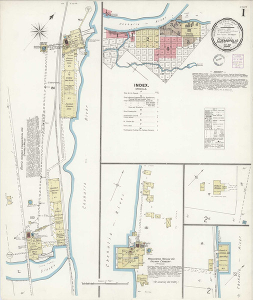 Cosmopolis Washington 1901 - Fire Insurance Index - Old Map Reprint Cosmopolis Washington 1901 - Fire Insurance Index - Old Map Reprint