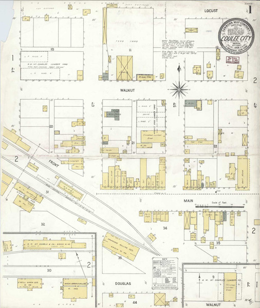 Coulee City Washington 1909 - Fire Insurance Index - Old Map Reprint Coulee City Washington 1909 - Fire Insurance Index - Old Map Reprint
