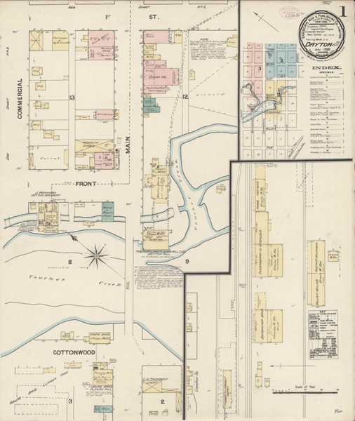 Dayton Washington 1889 - Fire Insurance Index - Old Map Reprint Dayton Washington 1889 - Fire Insurance Index - Old Map Reprint
