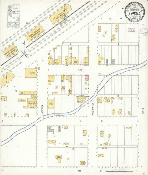 Edwall Washington 1905 - Fire Insurance Index - Old Map Reprint Edwall Washington 1905 - Fire Insurance Index - Old Map Reprint