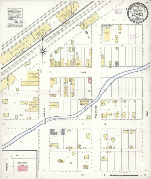 Edwall Washington 1909 - Fire Insurance Index - Old Map Reprint Edwall Washington 1909 - Fire Insurance Index - Old Map Reprint