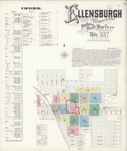 Ellensburg Washington 1897 - Fire Insurance Index - Old Map Reprint Ellensburg Washington 1897 - Fire Insurance Index - Old Map Reprint