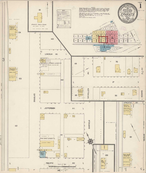 Ephrata Washington 1912 - Fire Insurance Index - Old Map Reprint Ephrata Washington 1912 - Fire Insurance Index - Old Map Reprint