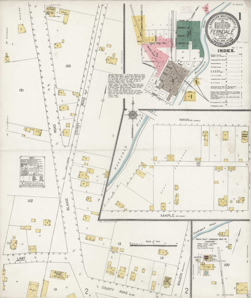 Ferndale Washington 1912 - Fire Insurance Index - Old Map Reprint Ferndale Washington 1912 - Fire Insurance Index - Old Map Reprint