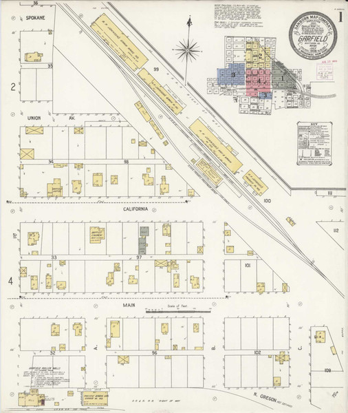 Garfield Washington 1908 - Fire Insurance Index - Old Map Reprint Garfield Washington 1908 - Fire Insurance Index - Old Map Reprint