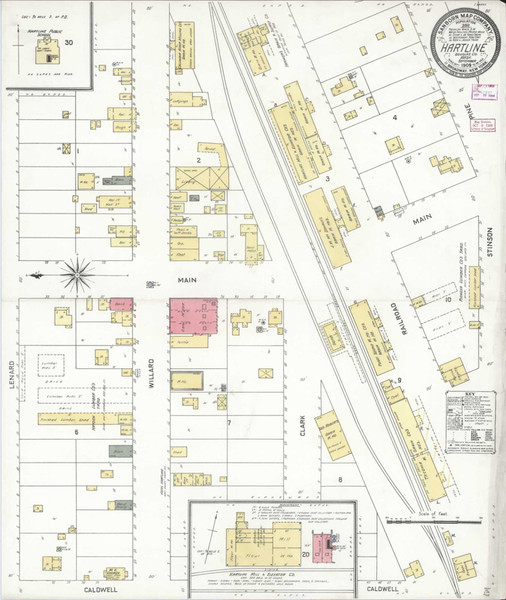 Hartline Washington 1909 - Fire Insurance Index - Old Map Reprint Hartline Washington 1909 - Fire Insurance Index - Old Map Reprint