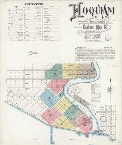 Hoquiam Washington 1902 - Fire Insurance Index - Old Map Reprint Hoquiam Washington 1902 - Fire Insurance Index - Old Map Reprint
