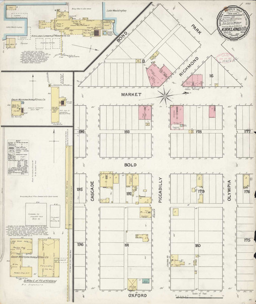 Kirkland Washington 1892 - Fire Insurance Index - Old Map Reprint Kirkland Washington 1892 - Fire Insurance Index - Old Map Reprint