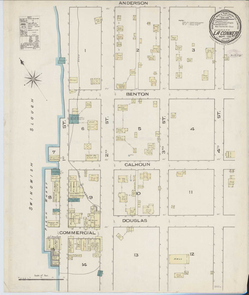 La Conner Washington 1885 - Fire Insurance Index - Old Map Reprint La Conner Washington 1885 - Fire Insurance Index - Old Map Reprint