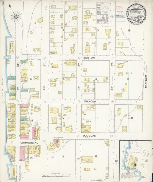 La Conner Washington 1892 - Fire Insurance Index - Old Map Reprint La Conner Washington 1892 - Fire Insurance Index - Old Map Reprint