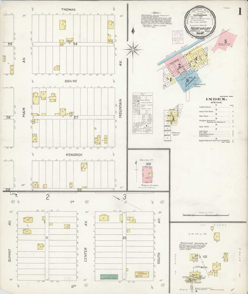 Northport Washington 1901 - Fire Insurance Index - Old Map Reprint Northport Washington 1901 - Fire Insurance Index - Old Map Reprint