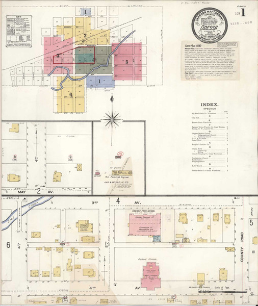 Odessa Washington 1930 - Fire Insurance Index - Old Map Reprint Odessa Washington 1930 - Fire Insurance Index - Old Map Reprint
