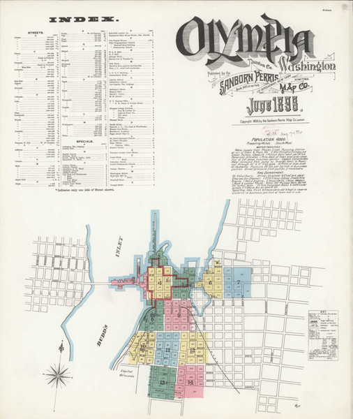 Olympia Washington 1896 - Fire Insurance Index - Old Map Reprint Olympia Washington 1896 - Fire Insurance Index - Old Map Reprint