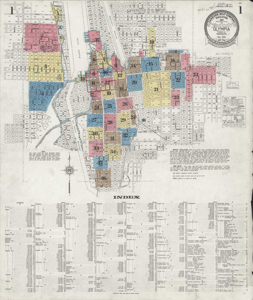 Olympia Washington 1924 - Fire Insurance Index - Old Map Reprint Olympia Washington 1924 - Fire Insurance Index - Old Map Reprint