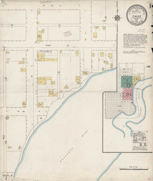Omak Washington 1915 - Fire Insurance Index - Old Map Reprint Omak Washington 1915 - Fire Insurance Index - Old Map Reprint