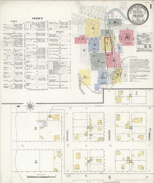 Palouse City Washington 1908 - Fire Insurance Index - Old Map Reprint