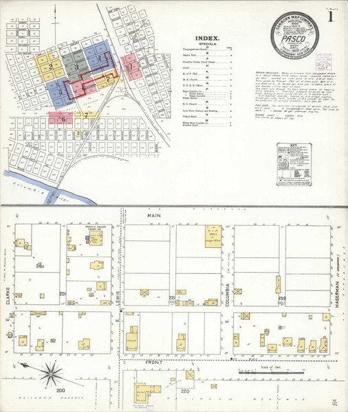 Pasco Washington 1909 - Fire Insurance Index - Old Map Reprint Pasco Washington 1909 - Fire Insurance Index - Old Map Reprint