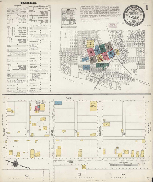 Pasco Washington 1912 - Fire Insurance Index - Old Map Reprint Pasco Washington 1912 - Fire Insurance Index - Old Map Reprint