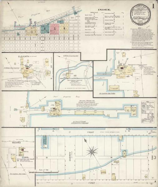 Port Angeles Washington 1897 - Fire Insurance Index - Old Map Reprint Port Angeles Washington 1897 - Fire Insurance Index - Old Map Reprint