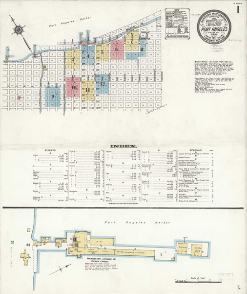 Port Angeles Washington 1911 - Fire Insurance Index - Old Map Reprint Port Angeles Washington 1911 - Fire Insurance Index - Old Map Reprint