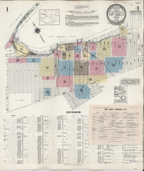 Port Angeles Washington 1949 - Fire Insurance Index - Old Map Reprint Port Angeles Washington 1949 - Fire Insurance Index - Old Map Reprint