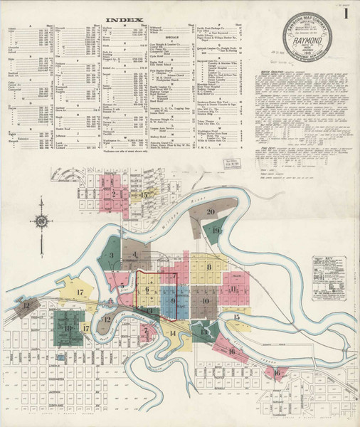 Raymond Washington 1919 - Fire Insurance Index - Old Map Reprint Raymond Washington 1919 - Fire Insurance Index - Old Map Reprint